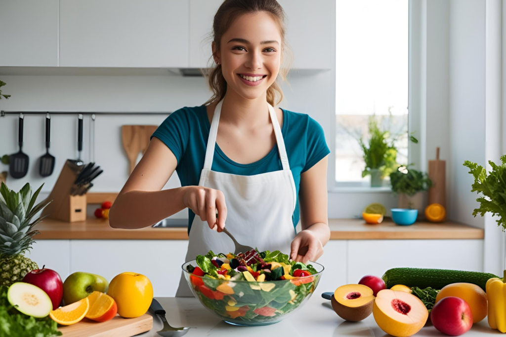 Persona preparando una ensalada saludable - dietas adelgazamiento