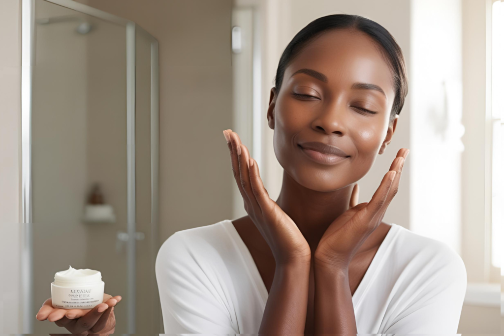Mujer aplicando crema Bepanthol para piel atópica